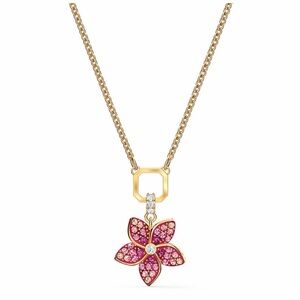 Swarovski Gold Necklace with Pink Crystal Floral Pendant
